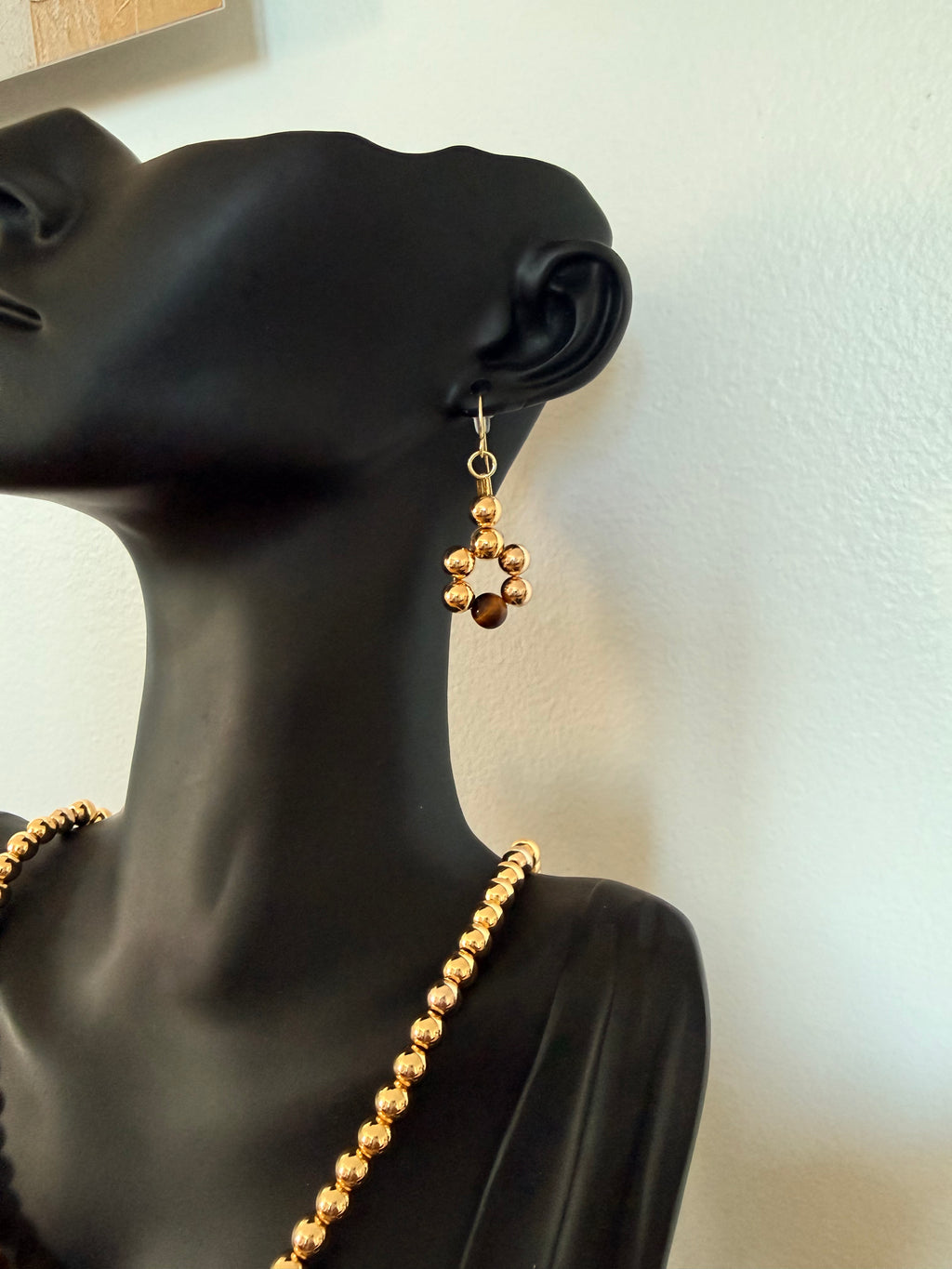 Ensemble en or plaqué 14k et oeil de tigre