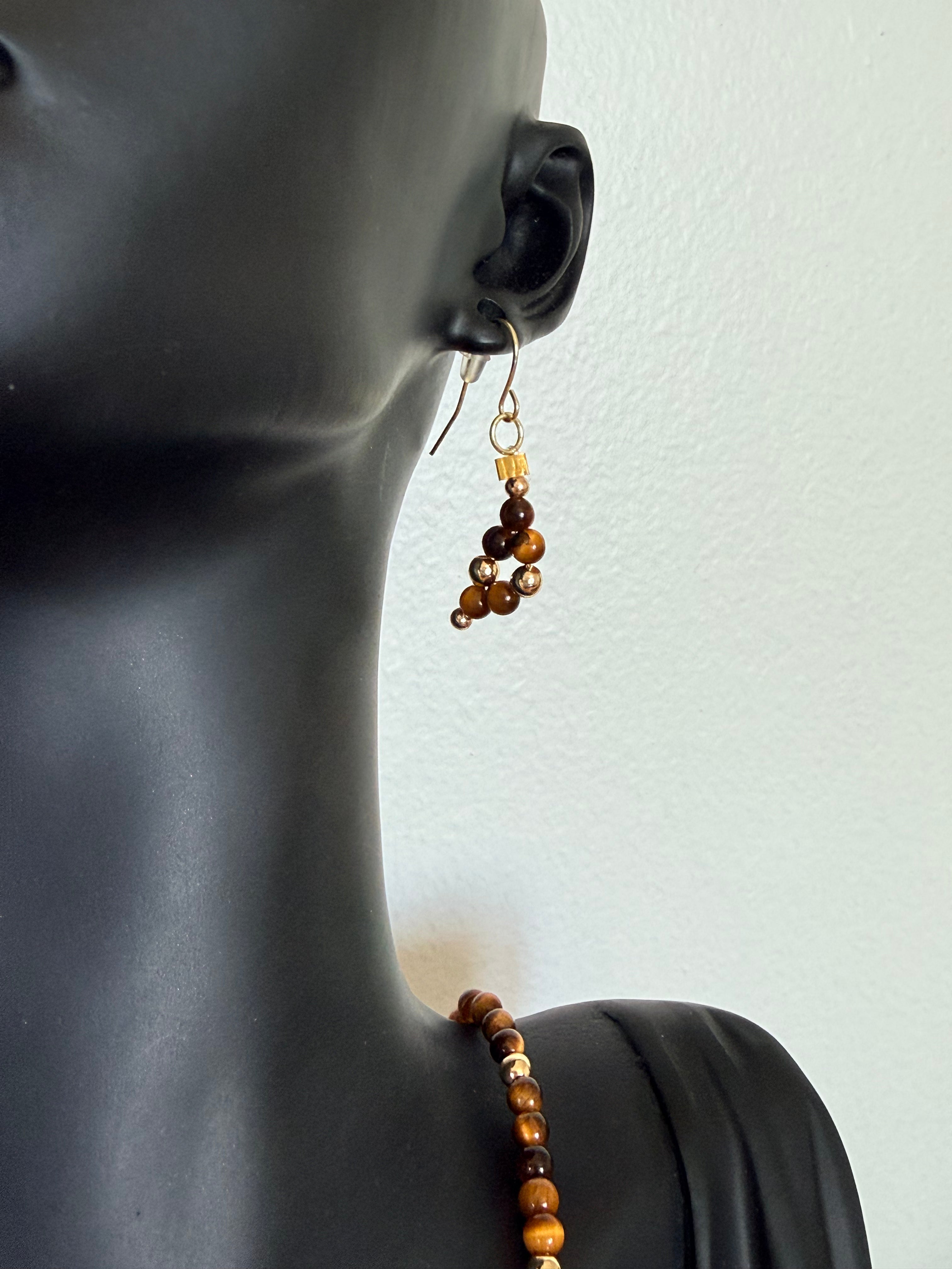 Ensemble en or plaqué 14k et oeil de tigre